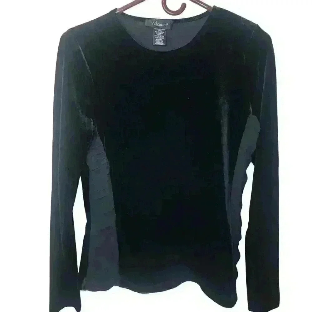 Will Smith Top Womens M Black Velvet Y2K Whimsygoth